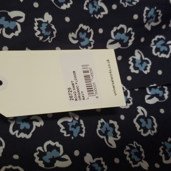 Universal Works Road Shirt In Navy Organic Flower Cotton - Picture 8 of 11